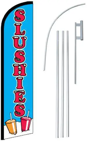 Slushies 12-foot SUPER Swooper (Windless) Feather Flag With Heavy-Duty Anodized Aluminum 15-foot Pole and Ground Spike Slushies 12-foot SUPER Swooper (Windless) Feather Flag With Heavy-Duty Anodized Aluminum 15-foot Pole and Ground Spike
