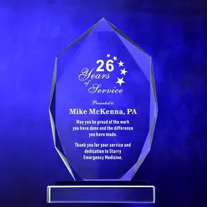 Personalized 9 Glass Plaque with Glass Base, Crystal Clear Trophy with Engraved with Names, Appreciation Messages and Company Logo, Customized Gift Award for Retirement Employee, Manager, Boss Personalized 9 Glass Plaque with Glass Base, Crystal Clear Trophy with Engraved with Names, Appreciation Messages and Company Logo, Customized Gift Award for Retirement Employee, Manager, Boss