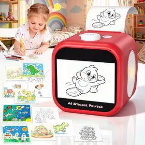 AI Voice-Powered Sticker Maker for Kids, 3.5" HD Touchscreen Mini Thermal Inkless Printer with Ambient Light, WiFi Sticker Printer Machine for Kids DIY Toys Spark Imagination Intellectual Development AI Voice-Powered Sticker Maker for Kids, 3.5" HD Touchscreen Mini Thermal Inkless Printer with Ambient Light, WiFi Sticker Printer Machine for Kids DIY Toys Spark Imagination Intellectual Development