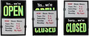 Glassmate Vertical Open/Closed Message Slider Board Sign | 14"W x 20"H (Black/Green) Glassmate Vertical Open/Closed Message Slider Board Sign | 14"W x 20"H (Black/Green)