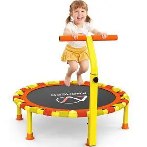 38'' Indoor Toddler Trampoline for Kids, Foldable with T-Handle 38'' Indoor Toddler Trampoline for Kids, Foldable with T-Handle
