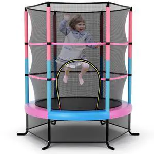 55'' Mini Kids Trampoline With Safety Enclosure Net, ASTM Approved, No-Gap Safe Design, Easy to Assemble 4.6 Ft Outdoor Indoor Small Toddler 55'' Mini Kids Trampoline With Safety Enclosure Net, ASTM Approved, No-Gap Safe Design, Easy to Assemble 4.6 Ft Outdoor Indoor Small Toddler