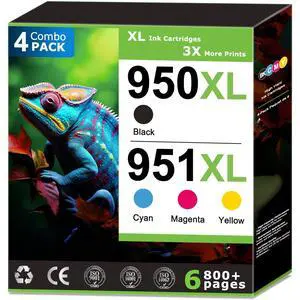 950XL 951XL Ink Cartridges Replacement for HP 950 951 Ink Cartridges Combo Pack Compatible with HP OfficeJet Pro 8100 8600 8610 8615 8620 Printer (4 Pack), 950 Black 951 Color, Updated With V17.2.1 950XL 951XL Ink Cartridges Replacement for HP 950 951 Ink Cartridges Combo Pack Compatible with HP OfficeJet Pro 8100 8600 8610 8615 8620 Printer (4 Pack), 950 Black 951 Color, Updated With V17.2.1
