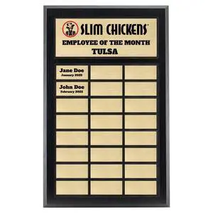 Custom Perpetual Plaque, Employee of The Month, Salesman of The Month Appreciation Award Gold Plates on Matte Black Pressed Board (24 Plate) Custom Perpetual Plaque, Employee of The Month, Salesman of The Month Appreciation Award Gold Plates on Matte Black Pressed Board (24 Plate)