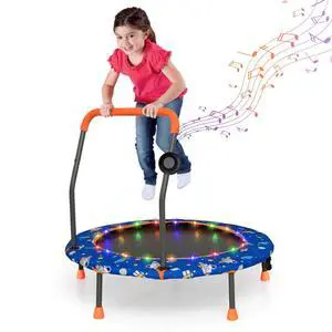Trampoline for Kids, 36 Toddler Mini Rebounder with Lights & Music, Removable Blue Tooth Speaker, Handle & Safety Pad, ASTM Approved Indoor Outdoor Small Kids Trampoline Trampoline for Kids, 36 Toddler Mini Rebounder with Lights & Music, Removable Blue Tooth Speaker, Handle & Safety Pad, ASTM Approved Indoor Outdoor Small Kids Trampoline