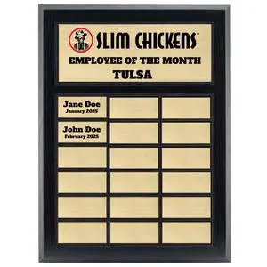 Custom Perpetual Plaque, Employee of The Month, Salesman of The Month Appreciation Award Gold Plates on Matte Black Pressed Board (18 Plate) Custom Perpetual Plaque, Employee of The Month, Salesman of The Month Appreciation Award Gold Plates on Matte Black Pressed Board (18 Plate)