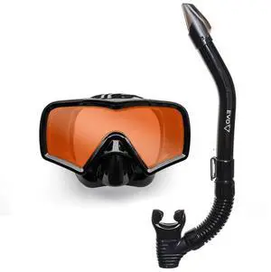 Hi Definition Mask and Snorkel Combo - Single Lens Adult Set - Diving Mask With Valve - Scuba Accessories Hi Definition Mask and Snorkel Combo - Single Lens Adult Set - Diving Mask With Valve - Scuba Accessories