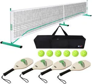 GSE Portable Pickleball Net Set for Driveway with 22ft Regulation Size Net | Weather Resistant Metal Frame, 4 Paddles, 6 Outdoor Pickleballs and Carrying Bag Included GSE Portable Pickleball Net Set for Driveway with 22ft Regulation Size Net | Weather Resistant Metal Frame, 4 Paddles, 6 Outdoor Pickleballs and Carrying Bag Included