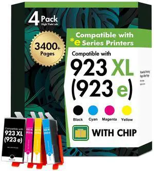 923XL 923 8130e 8125e Ink Cartridges Combo Pack with Chip for HP Printers | Replacement for HP923 XL 923e Ink for HP OfficeJet Pro 8130e 8125e 8135e 8138e 8124e 8139e 8120 8130 8122e Printer (4 Pack) 923XL 923 8130e 8125e Ink Cartridges Combo Pack with Chip for HP Printers | Replacement for HP923 XL 923e Ink for HP OfficeJet Pro 8130e 8125e 8135e 8138e 8124e 8139e 8120 8130 8122e Printer (4 Pack)