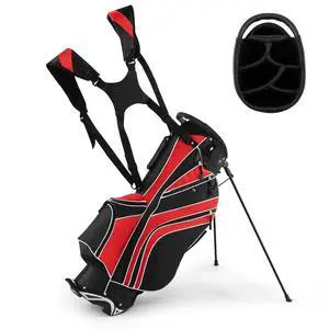 Golf Stand Bag, 6 Way Divider Golf Club Bag with 8 Pockets, Rain Hood, Umbrella Holder & Glove Sticker, Portable Lightweight Golf Bag for Men Women Golf Stand Bag, 6 Way Divider Golf Club Bag with 8 Pockets, Rain Hood, Umbrella Holder & Glove Sticker, Portable Lightweight Golf Bag for Men Women