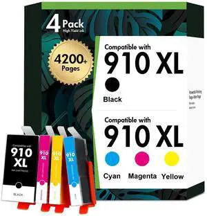 910 910XL 8020 Ink Cartridges Black and Color Combo Pack for HP Printers | Compatible for HP910XL Ink Cartridges for HP Printer OfficeJet Pro 8020 8010 8025 8030 8035 8028 8022 8018 Series (4 Pack) 910 910XL 8020 Ink Cartridges Black and Color Combo Pack for HP Printers | Compatible for HP910XL Ink Cartridges for HP Printer OfficeJet Pro 8020 8010 8025 8030 8035 8028 8022 8018 Series (4 Pack)