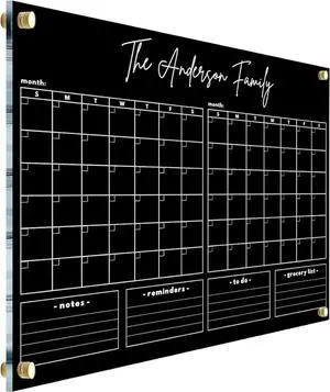 Personalized Acrylic Wall Calendar 2026 Custom Black Dry Erase Planner, Monthly and Weekly Schedule Organizer, Horizontal To Do List, Housewarming Gift Personalized Acrylic Wall Calendar 2026 Custom Black Dry Erase Planner, Monthly and Weekly Schedule Organizer, Horizontal To Do List, Housewarming Gift