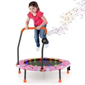Trampoline for Kids, 36 Toddler Mini Rebounder with Lights & Music, Removable Blue Tooth Speaker, Handle & Safety Pad, ASTM Approved Indoor Outdoor Small Kids Trampoline Trampoline for Kids, 36 Toddler Mini Rebounder with Lights & Music, Removable Blue Tooth Speaker, Handle & Safety Pad, ASTM Approved Indoor Outdoor Small Kids Trampoline