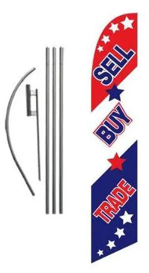 Buy Sell Trade Advertising Feather Banner Swooper Flag Sign with Flag Pole Kit and Ground Stake Buy Sell Trade Advertising Feather Banner Swooper Flag Sign with Flag Pole Kit and Ground Stake