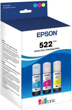 522 EcoTank Ink Ultra-high Capacity Bottle Color Combo Pack (T522520-S) Works with ET-2720, 2800, 2803, 2840, 4700, 4800, 4810 522 EcoTank Ink Ultra-high Capacity Bottle Color Combo Pack (T522520-S) Works with ET-2720, 2800, 2803, 2840, 4700, 4800, 4810