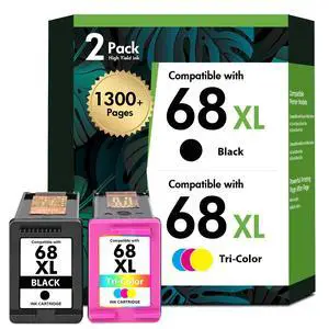 68 68XL Ink Cartridges Black/Color Combo Pack for HP 6155e 6555e Printers | Compatible for HP68 68e 68 XL Printers Envy 6100e 6500e Series 6155e 6555e 6152e 6552e 6558e 6165e (2 Pack Black Tri-Color) 68 68XL Ink Cartridges Black/Color Combo Pack for HP 6155e 6555e Printers | Compatible for HP68 68e 68 XL Printers Envy 6100e 6500e Series 6155e 6555e 6152e 6552e 6558e 6165e (2 Pack Black Tri-Color)