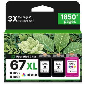 67XL Ink Cartridges for HP 67 XL Black Color Combo 3-Pack Replacement for HP67 HP67XL for Printer 2700 2700e 4100 6400 4155e 2755e 6000 2855e 2752e 4100e 6458 6455e 4152 6055e 6052e 4152e 2742e 6400e 67XL Ink Cartridges for HP 67 XL Black Color Combo 3-Pack Replacement for HP67 HP67XL for Printer 2700 2700e 4100 6400 4155e 2755e 6000 2855e 2752e 4100e 6458 6455e 4152 6055e 6052e 4152e 2742e 6400e