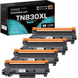 TN830XL TN830 Toner Cartridge for HL-L2460DW, 4 Pack Black | Compatible with Brother DCP-L2640DW, MFC-L2820DW, HL-L2405W, HL-L2400D, 3000 Pages, ISO Certified, Latest Stable Chips TN830XL TN830 Toner Cartridge for HL-L2460DW, 4 Pack Black | Compatible with Brother DCP-L2640DW, MFC-L2820DW, HL-L2405W, HL-L2400D, 3000 Pages, ISO Certified, Latest Stable Chips