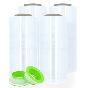 PSBM 4 Rolls 18 Inch x 1500 Feet 47 Gauge Stretch Film/Wrap, Industrial Strength Clear Shrink/Plastic Wrap for Moving, Packing, Shipping, Pallet Wrapping & Storage PSBM 4 Rolls 18 Inch x 1500 Feet 47 Gauge Stretch Film/Wrap, Industrial Strength Clear Shrink/Plastic Wrap for Moving, Packing, Shipping, Pallet Wrapping & Storage