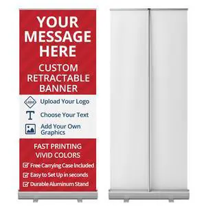 33" x 81" Custom Retractable Banner with Carrying Case Personalized Display for Trade Shows, Conferences, Events Portable Pull Up Stand, 1 Piece 33" x 81" Custom Retractable Banner with Carrying Case Personalized Display for Trade Shows, Conferences, Events Portable Pull Up Stand, 1 Piece