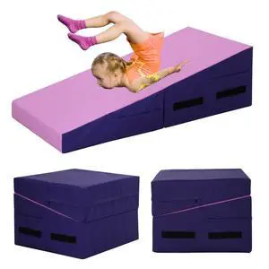 Gymnastics Mat 34X24X14 Incline Tumbling Mats for Home Gym, Folding Exercise Mat Cheese Wedge Mat with Non-Slip PVC Surface & Handles for Kid Adults Workout Gymnastics Mat 34X24X14 Incline Tumbling Mats for Home Gym, Folding Exercise Mat Cheese Wedge Mat with Non-Slip PVC Surface & Handles for Kid Adults Workout