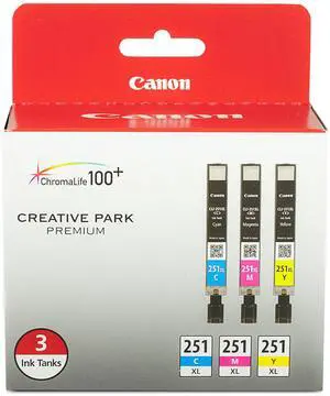 CLI-251XL Genuine Three Color Multi Pack, Compatible with MG6320, iP7220, MG5420, MX922, MX722, MG7120, MG6420, MG5520, iX6820, iP8720, MG7520, MG6620, MG5620 (Optional) Printers CLI-251XL Genuine Three Color Multi Pack, Compatible with MG6320, iP7220, MG5420, MX922, MX722, MG7120, MG6420, MG5520, iX6820, iP8720, MG7520, MG6620, MG5620 (Optional) Printers