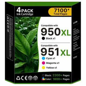 950XL 951XL Ink Cartridges Compatible for HP 950 951 Ink Cartridges Combo Pack Use for HP OfficeJet Pro 8600 8610 8615 8620 8100 8630 8660 8640 276DW 251DW, 4 Pack Black Cyan Magenta Yellow 950XL 951XL Ink Cartridges Compatible for HP 950 951 Ink Cartridges Combo Pack Use for HP OfficeJet Pro 8600 8610 8615 8620 8100 8630 8660 8640 276DW 251DW, 4 Pack Black Cyan Magenta Yellow
