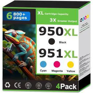 950XL 951XL Ink Cartridges Compatible for HP 950 951 Ink Cartridges Combo Pack Work with HP Printer OfficeJet Pro 8600 8610 8620 8100 8630 8625 Printer 950 Black 951 Color Cyan Magenta Yellow(4 Pack) 950XL 951XL Ink Cartridges Compatible for HP 950 951 Ink Cartridges Combo Pack Work with HP Printer OfficeJet Pro 8600 8610 8620 8100 8630 8625 Printer 950 Black 951 Color Cyan Magenta Yellow(4 Pack)