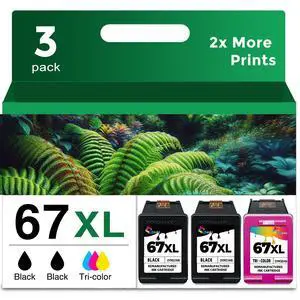 67XL Ink Cartridges Black/Color Combo Pack Replacement for HP Ink 67 XL HP67 HP67XL for2700 4155e 2755e 2734e 4100 2700e 4100e 6400 2752 2752e 4152e 6455e 6055e 2742e 6000 6055 6458e Printer (3 Pack) 67XL Ink Cartridges Black/Color Combo Pack Replacement for HP Ink 67 XL HP67 HP67XL for2700 4155e 2755e 2734e 4100 2700e 4100e 6400 2752 2752e 4152e 6455e 6055e 2742e 6000 6055 6458e Printer (3 Pack)