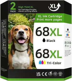 68 Ink Cartridges Black/Color Combo Pack Compatible for HP 68 Ink Cartridges for HP Ink 68XL Black Color Combo Fit for Envy 6155e 6555e 6100e 6500e 6552e 6558e Printer (2 Pack, 1 Black, 1 Tri-Color) 68 Ink Cartridges Black/Color Combo Pack Compatible for HP 68 Ink Cartridges for HP Ink 68XL Black Color Combo Fit for Envy 6155e 6555e 6100e 6500e 6552e 6558e Printer (2 Pack, 1 Black, 1 Tri-Color)
