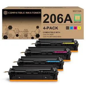 206A Toner Cartridges 4 Pack (with Chip) Works with HP Color Pro MFP M283fdw M283cdw, Pro M255dw M255nw, MFP M282nw M283 M282 M255 Printer | W2110A W2111A W2112A W2113A 206X W2110X 206A Toner Cartridges 4 Pack (with Chip) Works with HP Color Pro MFP M283fdw M283cdw, Pro M255dw M255nw, MFP M282nw M283 M282 M255 Printer | W2110A W2111A W2112A W2113A 206X W2110X