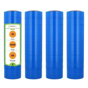 PSBM Dark Blue Plastic Stretch Film/Wrap 15 Inch x 1500 Ft 63 GA 4 Rolls | Stretch Wrap, Heavy Duty Plastic Film, Industrial Strength Shrink Packaging for Moving, Packing, Shipping, Warehouse Storage PSBM Dark Blue Plastic Stretch Film/Wrap 15 Inch x 1500 Ft 63 GA 4 Rolls | Stretch Wrap, Heavy Duty Plastic Film, Industrial Strength Shrink Packaging for Moving, Packing, Shipping, Warehouse Storage