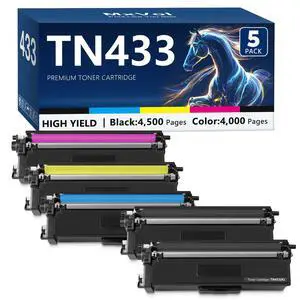 TN433 Toner Cartridge Set Replacement for Brother TN-433 TN431 TN-431 5Pack | MFC-L8610CDW HL-L8360CDW HL-L8260CDW HL-L9310CDW MFC L8895CDW L8905CDW Printer Toner, TN433BK TN433C TN433M TN433Y TN433 Toner Cartridge Set Replacement for Brother TN-433 TN431 TN-431 5Pack | MFC-L8610CDW HL-L8360CDW HL-L8260CDW HL-L9310CDW MFC L8895CDW L8905CDW Printer Toner, TN433BK TN433C TN433M TN433Y