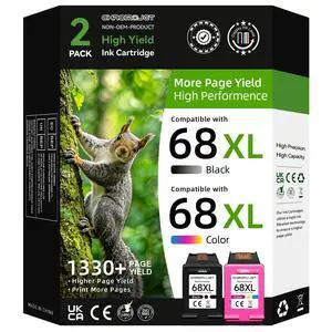 68XL 68 Ink Cartridges Black/Color Combo Pack Compatible for HP 68 Ink Cartridges High Yield Replacement for HP Ink 68 fit for Envy 6155e 6555e 6100e 6500e 6558e 6152e 6552e 6555e Printer(2 PACK) 68XL 68 Ink Cartridges Black/Color Combo Pack Compatible for HP 68 Ink Cartridges High Yield Replacement for HP Ink 68 fit for Envy 6155e 6555e 6100e 6500e 6558e 6152e 6552e 6555e Printer(2 PACK)