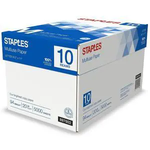 Multipurpose Copy Printer Paper, 20 lb, 8.5 x 11 Inches, 10 Reams, 94 Bright, White Multipurpose Copy Printer Paper, 20 lb, 8.5 x 11 Inches, 10 Reams, 94 Bright, White