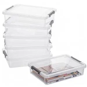 6 PCS Clear Plastic Container Clip Box with Latching Lids, Stackable Document Paper Protectors Organizer Container for Office, Home, and School Supplies 6 PCS Clear Plastic Container Clip Box with Latching Lids, Stackable Document Paper Protectors Organizer Container for Office, Home, and School Supplies