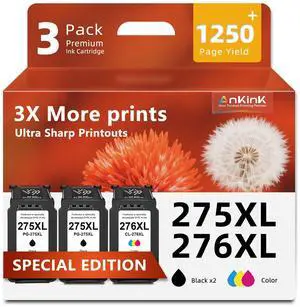 275XL 276XL 3-Pack Compatible Ink Cartridge Replacement for Canon PG 275 CL 276 XL PG275XL CL276XL PG275 CL276 XL (2 Black & 1 Color) for TS3522 TR4720 TR4700 TR4722 TS3500 TS3520 Printer 275XL 276XL 3-Pack Compatible Ink Cartridge Replacement for Canon PG 275 CL 276 XL PG275XL CL276XL PG275 CL276 XL (2 Black & 1 Color) for TS3522 TR4720 TR4700 TR4722 TS3500 TS3520 Printer
