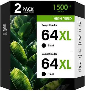 64XL 64 Black Ink Cartridge for HP Envy 7855 7900e 7155 7858 7200e Printers | Replacement for HP64XL for HP Printers Envy Photo 7855 7155 Inspire 7900e 7200e 7955e 6255 Tango (2-Pack,Black) 64XL 64 Black Ink Cartridge for HP Envy 7855 7900e 7155 7858 7200e Printers | Replacement for HP64XL for HP Printers Envy Photo 7855 7155 Inspire 7900e 7200e 7955e 6255 Tango (2-Pack,Black)