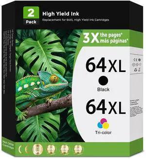64XL Ink Cartridges Replacement for HP 64 XL Black Color Combo Pack for HP64 HP64XL with Printer Envy Photo 7858 7855 7120 7155 7158 7164 6255 6252 6232 7100 Inspire 7955e 7958e 7255e Tango 64XL Ink Cartridges Replacement for HP 64 XL Black Color Combo Pack for HP64 HP64XL with Printer Envy Photo 7858 7855 7120 7155 7158 7164 6255 6252 6232 7100 Inspire 7955e 7958e 7255e Tango