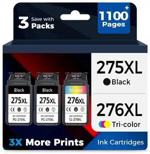 Compatible Ink Cartridge Replacement for Canon 275XL 276XL 275 276 XL PG275 CL276 (2-Black, 1-Color, 3-Pack) for TS3522 TR4720 TS3500 TS3520 TR4700 TS3700 TS3720 TS3722 TR4722 Printer Compatible Ink Cartridge Replacement for Canon 275XL 276XL 275 276 XL PG275 CL276 (2-Black, 1-Color, 3-Pack) for TS3522 TR4720 TS3500 TS3520 TR4700 TS3700 TS3720 TS3722 TR4722 Printer