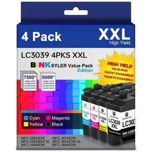 LC3039 BK/C/M/Y XXL Ink Cartridges, Extra High Yield Compatible for Brother LC3037 LC3039XXL Work for MFC-J5945DW MFC-J5845DW MFC-J6545DW MFC-J6945DW Printer 4-Pack LC3039 BK/C/M/Y XXL Ink Cartridges, Extra High Yield Compatible for Brother LC3037 LC3039XXL Work for MFC-J5945DW MFC-J5845DW MFC-J6545DW MFC-J6945DW Printer 4-Pack