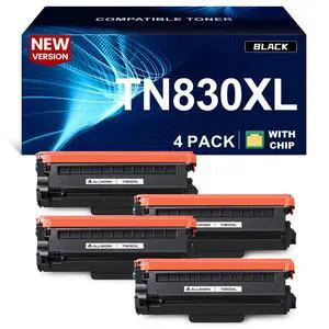 TN830XL Toner Cartridge Compatible Replacement for Brother DCP L2640DW L2647DW HL L2420DW L2460DW L2460DWXL L2465DW L2480DW L2865DW MFC L2820DW L2900DWXL L2980DW (4 Black) TN830XL Toner Cartridge Compatible Replacement for Brother DCP L2640DW L2647DW HL L2420DW L2460DW L2460DWXL L2465DW L2480DW L2865DW MFC L2820DW L2900DWXL L2980DW (4 Black)