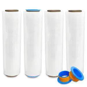 4 Rolls x 18" x 1500 Feet x 80 Gauge Clear Commercial Grade Heavy Duty Plastic Stretch Film Shrink Wrap | Industrial Strength Durable | Shipping Moving Packing Logistics | Holder Included 4 Rolls x 18" x 1500 Feet x 80 Gauge Clear Commercial Grade Heavy Duty Plastic Stretch Film Shrink Wrap | Industrial Strength Durable | Shipping Moving Packing Logistics | Holder Included