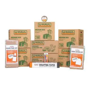 Kitchen Moving Kit Includes 1 Dish Packing Kit, 1 Glass Packing Kit, 5 Medium Boxes, Packing Paper, Cushion Foam, Tape, 2 Box Markers, and 1 Box Knife Kitchen Moving Kit Includes 1 Dish Packing Kit, 1 Glass Packing Kit, 5 Medium Boxes, Packing Paper, Cushion Foam, Tape, 2 Box Markers, and 1 Box Knife