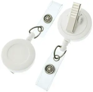 Bulk 100 Pack - Premium Retractable Badge Reels with Alligator Swivel Clip on Back by (White) Bulk 100 Pack - Premium Retractable Badge Reels with Alligator Swivel Clip on Back by (White)