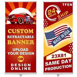 Custom Banner Roll up Banner Aluminum Retractable Banner-Made in USA-23"x81" with Stand Pop up Banner for Business, Trade Shows, Stores, Advertising, Events Custom Banner Roll up Banner Aluminum Retractable Banner-Made in USA-23"x81" with Stand Pop up Banner for Business, Trade Shows, Stores, Advertising, Events