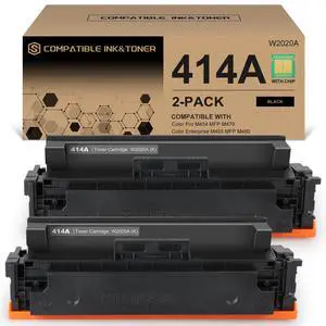 414A Toner Cartridges Black (with Chip) Works with Color Pro MFP M479fdw M479fdn M454dw M454dn M479dw M455dn M479 M454, Enterprise Laser Jet M455dn M480f Printer | W2020A 414X W2020X, Pack of 2 414A Toner Cartridges Black (with Chip) Works with Color Pro MFP M479fdw M479fdn M454dw M454dn M479dw M455dn M479 M454, Enterprise Laser Jet M455dn M480f Printer | W2020A 414X W2020X, Pack of 2