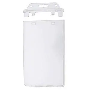Bulk 50 Pack - Permanent Locking Hard Plastic Badge Holder - Vertical Clear Heavy Duty Secure Case Holder for One or Two I'd Cards by Bulk 50 Pack - Permanent Locking Hard Plastic Badge Holder - Vertical Clear Heavy Duty Secure Case Holder for One or Two I'd Cards by