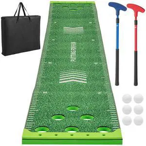Golf Game Set, Indoor Outdoor 11FT Putting Green Mat w/ 2 Adjustable Putters, 6 Balls & 12 Hole Covers, Golf Pratice Training Mat for Party, Backyard, Home and Office Golf Game Set, Indoor Outdoor 11FT Putting Green Mat w/ 2 Adjustable Putters, 6 Balls & 12 Hole Covers, Golf Pratice Training Mat for Party, Backyard, Home and Office