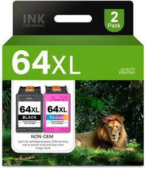 64XL Black and Color Ink Cartridge Combo Pack Replacement for HP 64 64XL Ink Cartridge for Envy Photo 7855 7858 7800 7100 7155 6255 7164 Inspire 7255e 7955e 7958e 7900e Tango Series Printer (2-Pack) 64XL Black and Color Ink Cartridge Combo Pack Replacement for HP 64 64XL Ink Cartridge for Envy Photo 7855 7858 7800 7100 7155 6255 7164 Inspire 7255e 7955e 7958e 7900e Tango Series Printer (2-Pack)